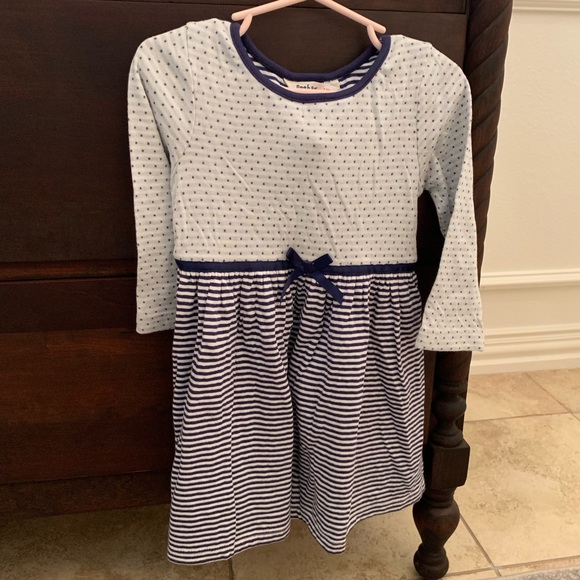 Navy polka dot and stripe dress NWOT - Picture 2 of 3